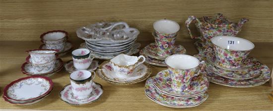 A Fenton Du Barry chintz tea set, and sundry ceramics